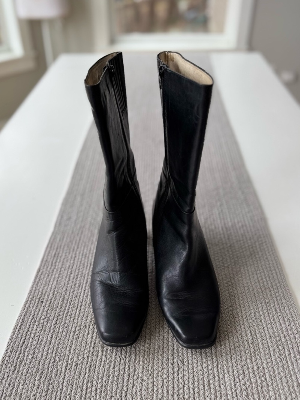 Vintage Ros Hommerson Black Leather Calf High Boots Size 10